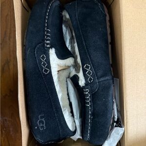 UGG Black Suede Moccasin Slippers